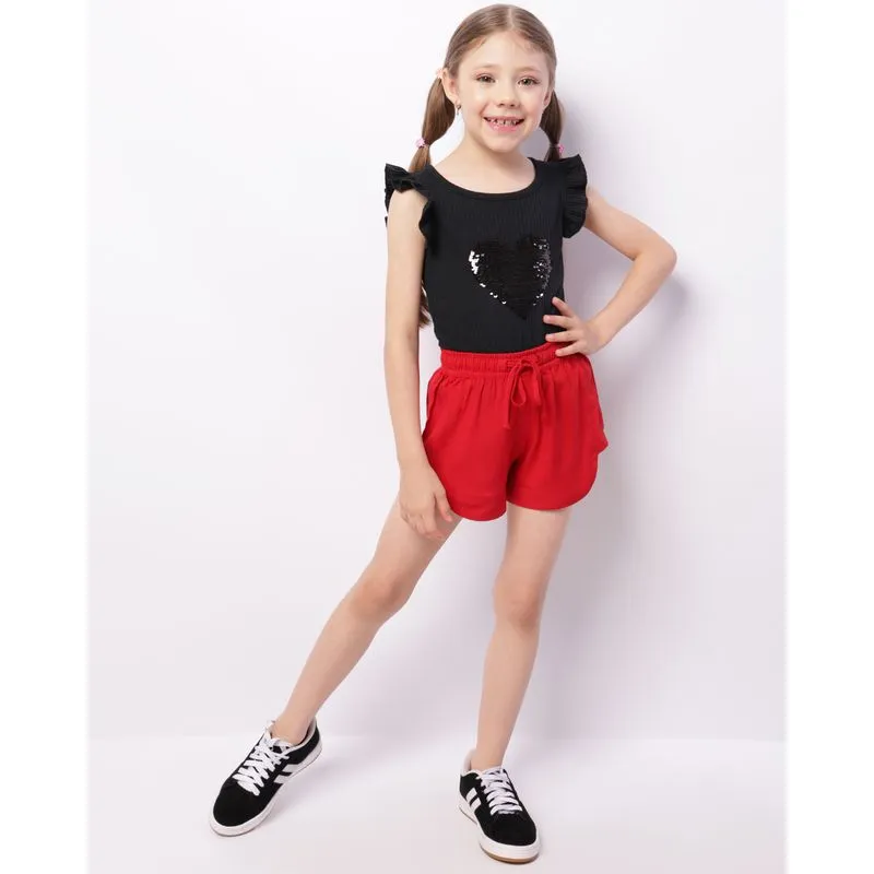 Short Infantil Viscose Cordão Elástico Vermelho 6