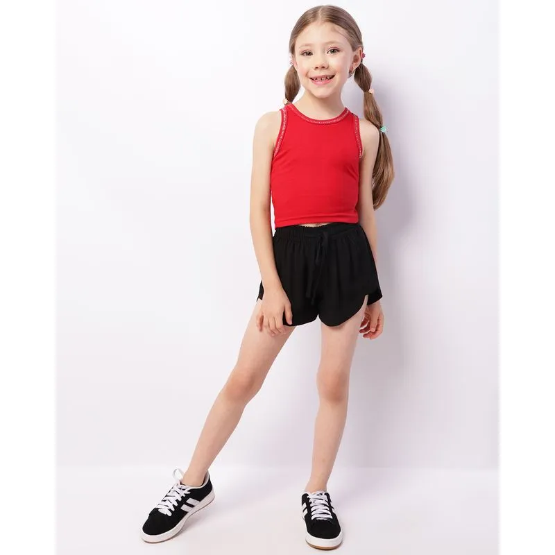 Short Infantil Viscose Cordão Elástico Preto 4