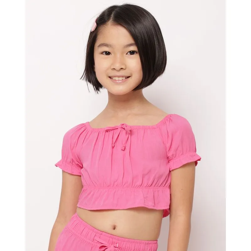 Blusa Infantil Cropped Viscose Berry & Co. Ciganinha com Babado Rosa 8