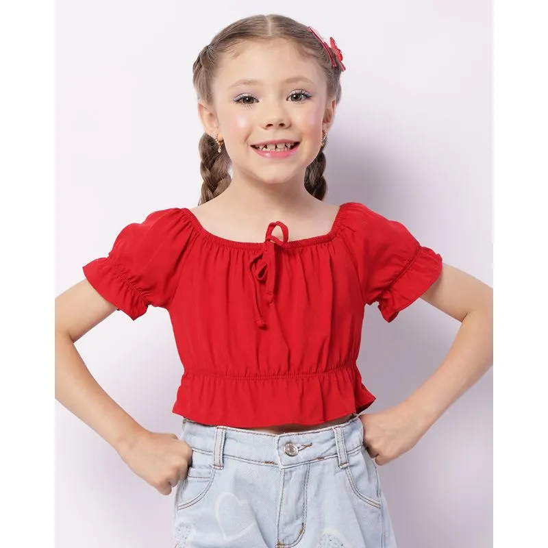 Blusa Infantil Ciganinha Viscose Babados Vermelha 8