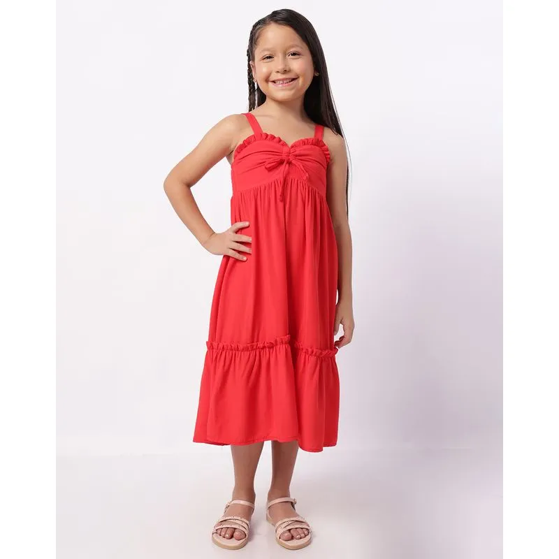 Vestido Infantil Midi Berry & Co.Viscose com Colissê Vermelho 8