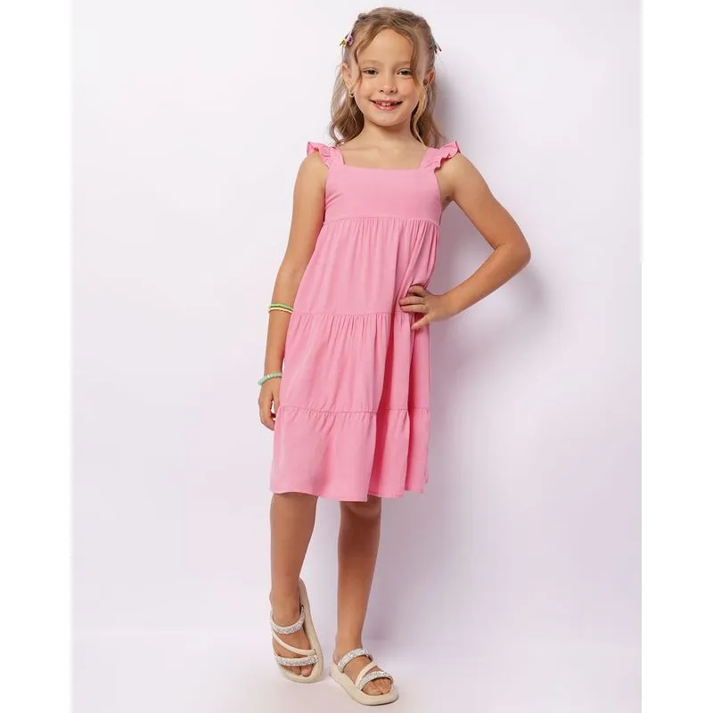 Vestido Infantil Alça Com Babado Três Marias Rosa 6