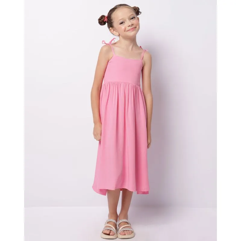 Vestido Infantil Midi Viscose Alcinha Com Lastex Rosa 6