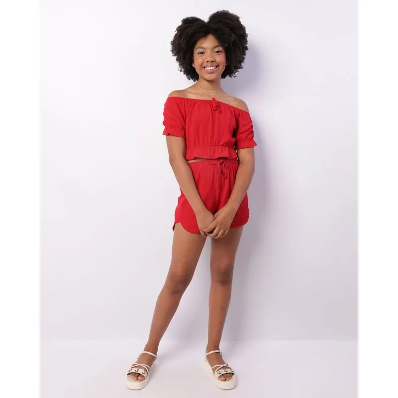 Short Juvenil Boxer Viscose Vermelho 10
