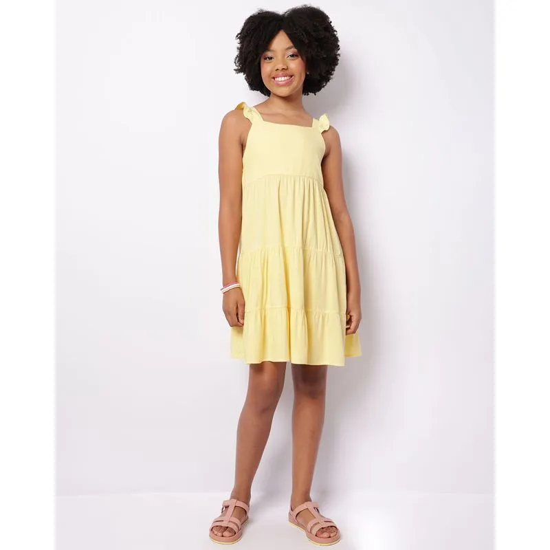 Vestido Juvenil Curto Viscose Três Marias Amarelo 10