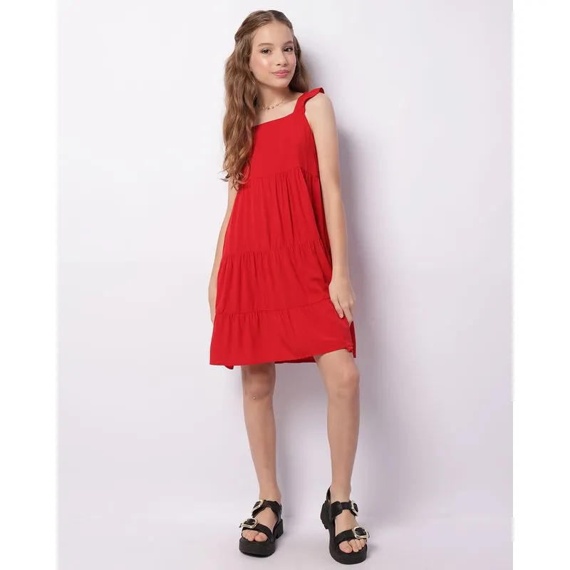 Vestido Juvenil Curto Viscose Alcinha Três Marias Vermelho 14