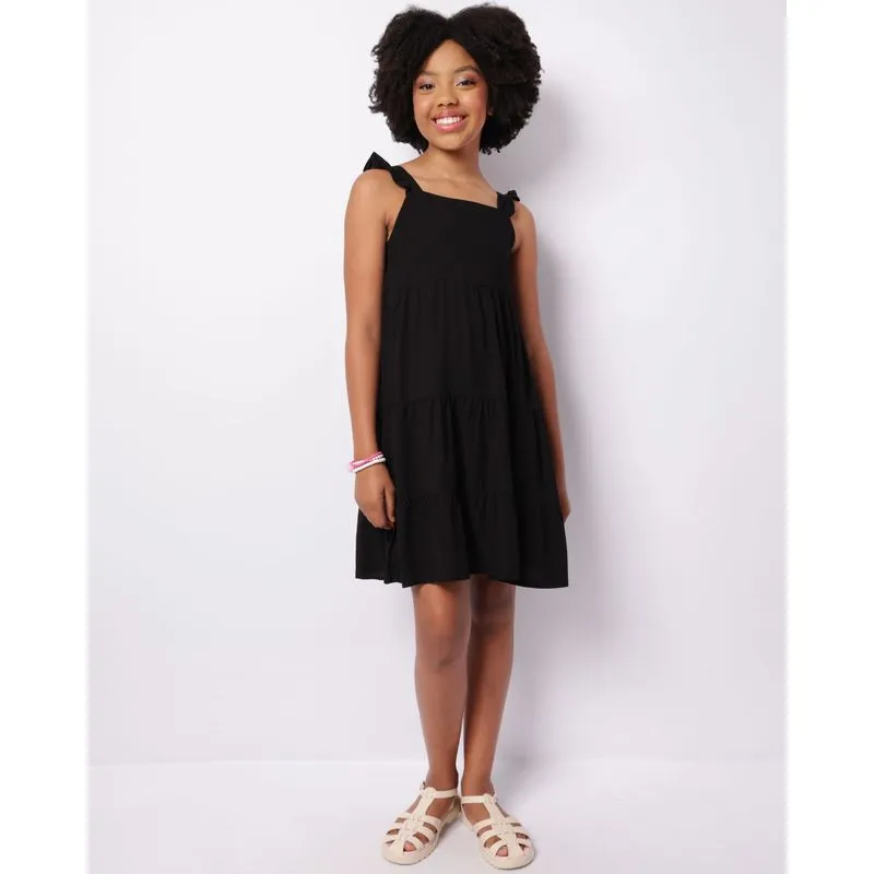 Vestido Juvenil Curto Viscose Três Marias Preto 12