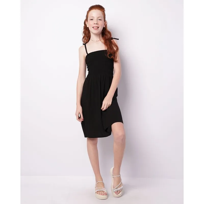 Vestido Juvenil Alcinha Viscose Lastex Preto 14