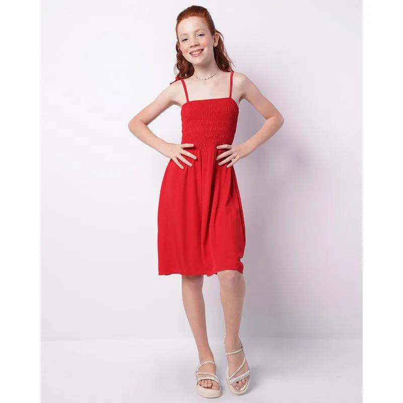 Vestido Juvenil Alcinha Viscose Lastex Vermelho 10