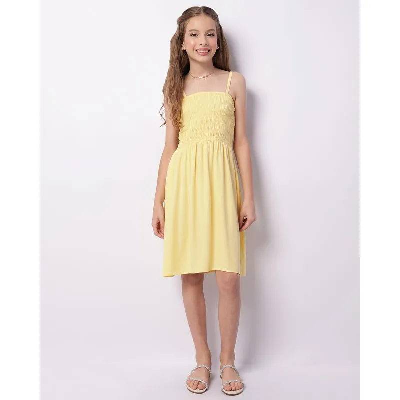 Vestido Juvenil Midi Viscose Alcinha Com Lastex Amarelo 14