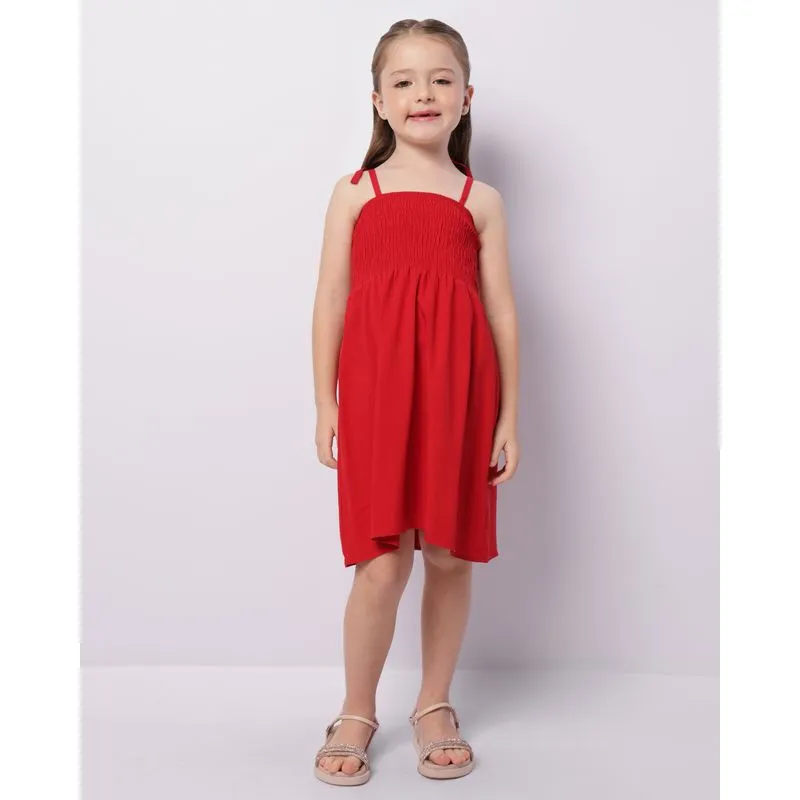 Vestido Infantil Curto Viscose Alcinha Lastéx Vermelho 8