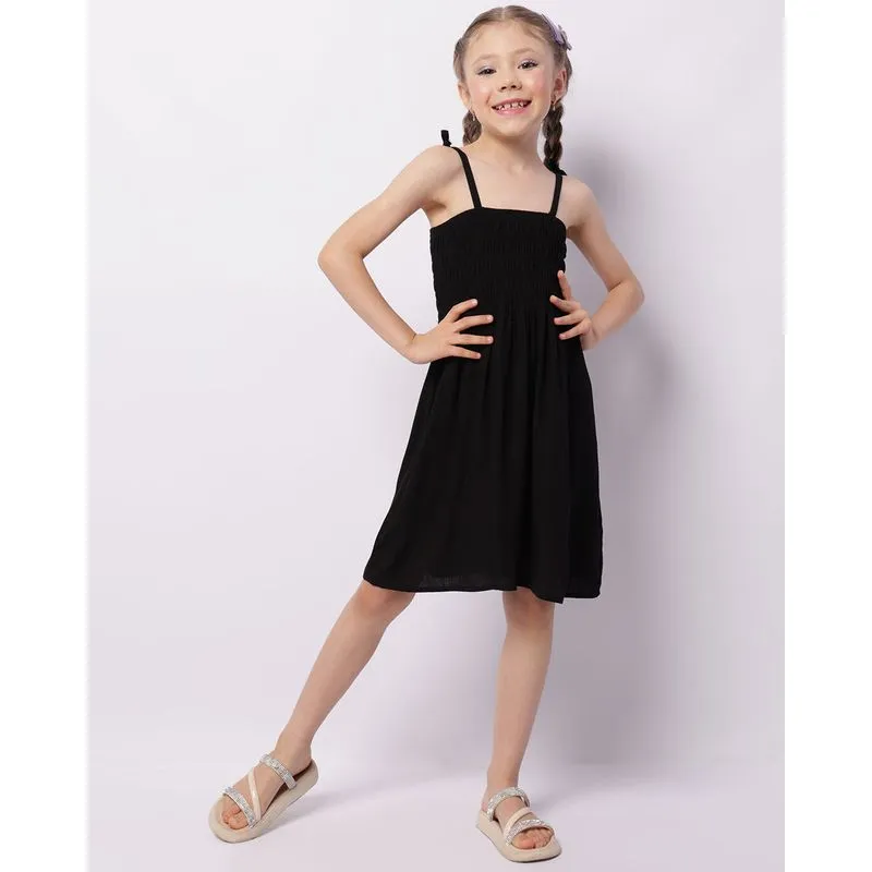Vestido Infantil Curto Viscose Alcinha Com Lastex Preto 8
