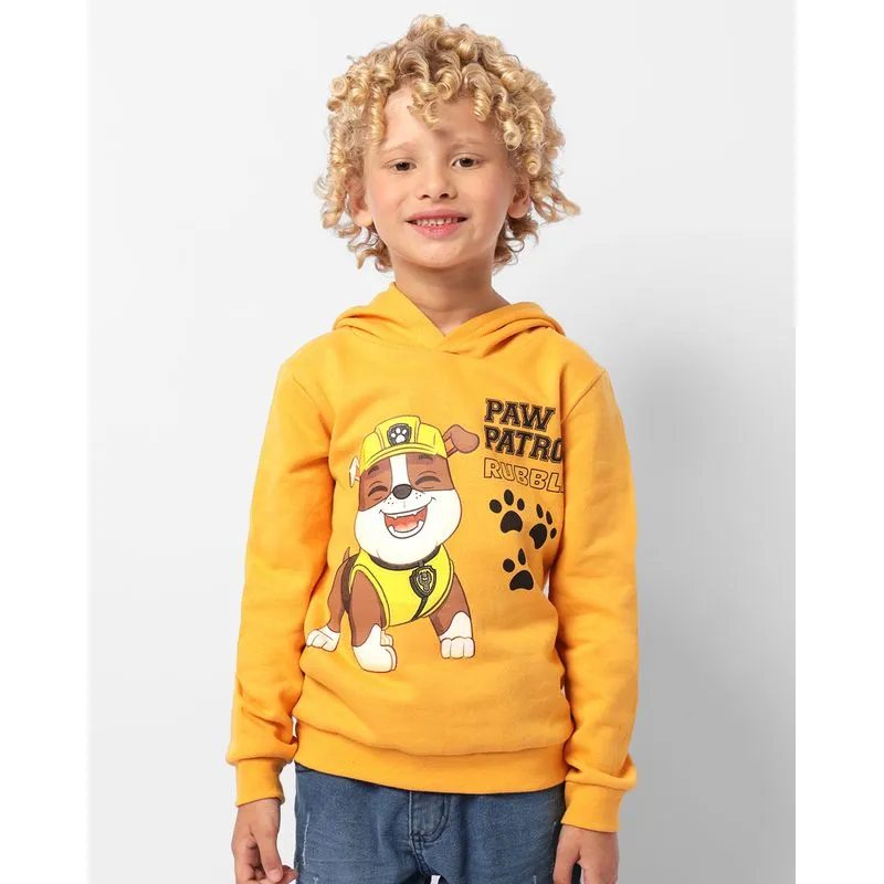Blusão Moletom Infantil Peluciado Rubble Patrulha Canina Mostarda 10
