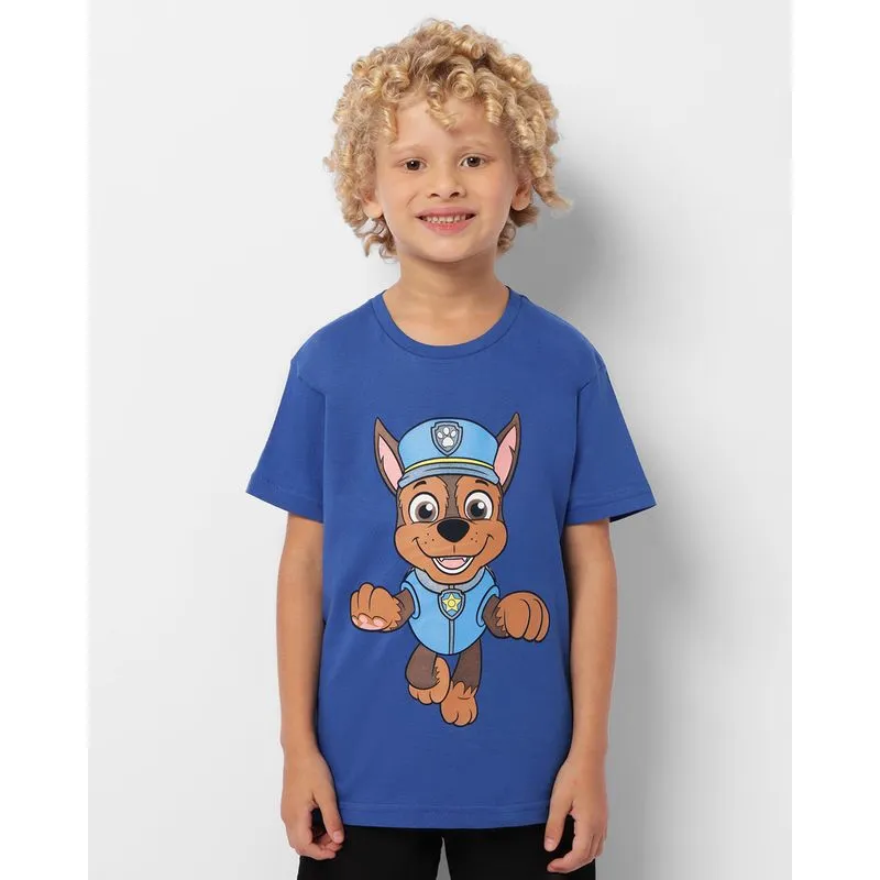 Camiseta Chase Infantil Patrulha Canina Manga Curta Azul 10
