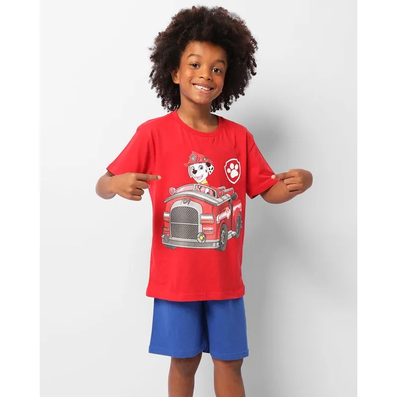 Conjunto Infantil Curto Nickelodeon Estampa Patrulha Canina Vermelho 4