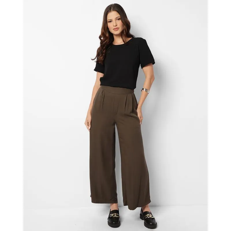 Calça Feminina Pantalona Viscose Com Bolsos Verde M