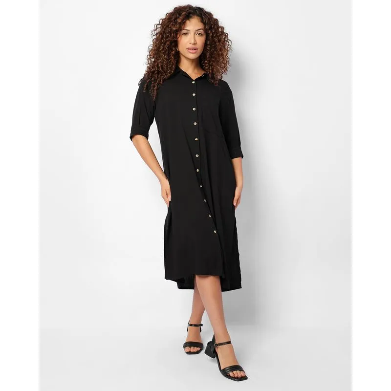 Vestido Feminino Chemise Midi Viscose Preto P
