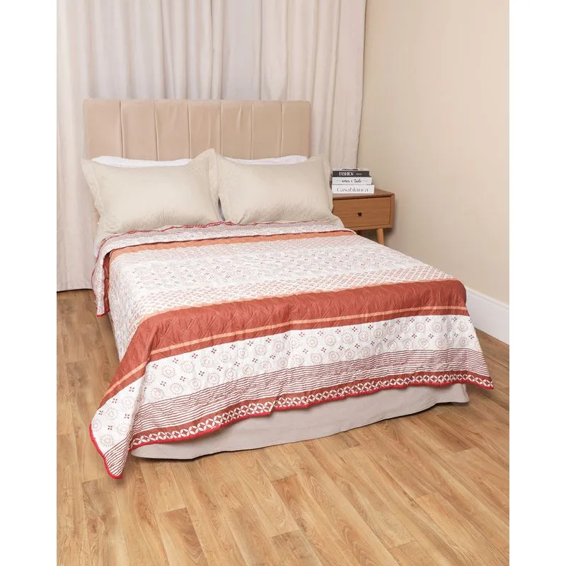 Colcha Casal Arte & Cazza Matelassê Estampada Laranja UN