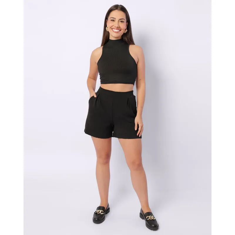 Short Feminino Curto Bolso Preto G