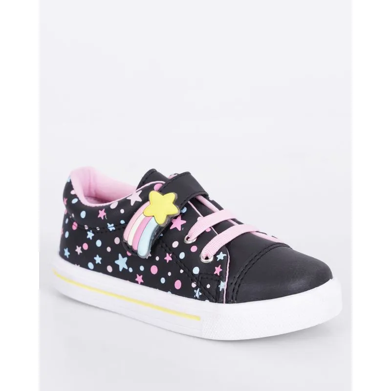 Tênis Bebê Casual Estampado Com Aplicação Preto 27