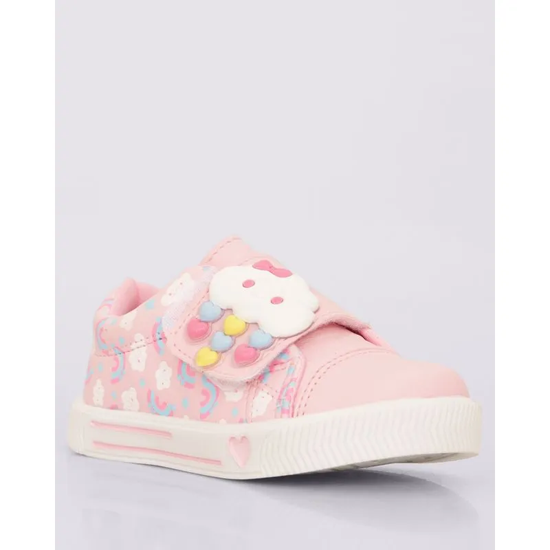 Tênis Bebê Casual Aplique de Nuvem Rosa 25