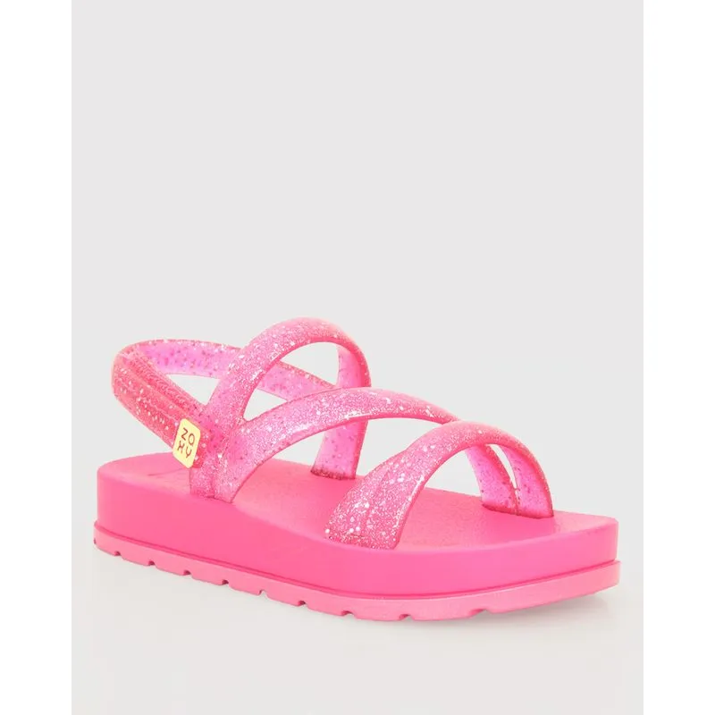Sandália Infantil Zaxy Tiras Com Glitter Rosa 22