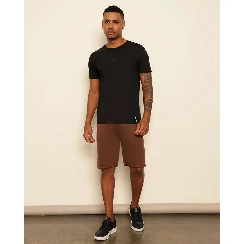 Bermuda Masculina Reta Moletinho Com Bolsos Marrom G