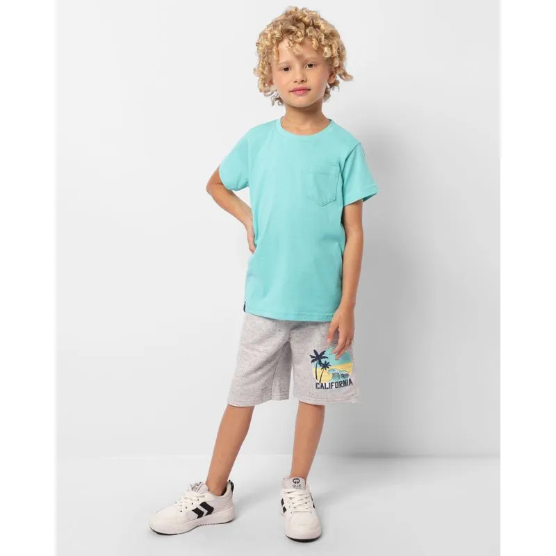 Bermuda Infantil Reta Moletinho Estampa Califórnia Cinza 4