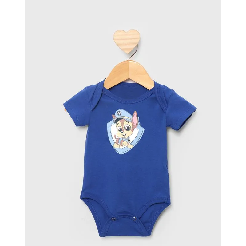Body Bebê Patrulha Canina Chase Manga Curta Azul M