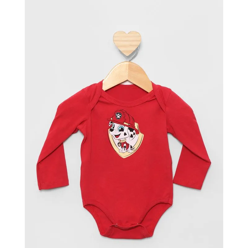 Body Manga Longa Patrulha Canina Marshall Vermelho P