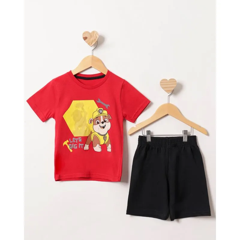 Conjunto Bebê Curto Patrulha Canina Rubble Vermelho 3
