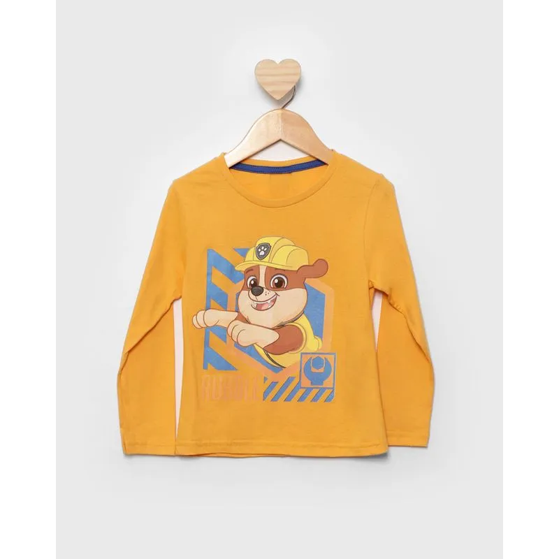 Camiseta Bebê Nickelodeon Patrulha Canina Manga Longa Mostarda 2