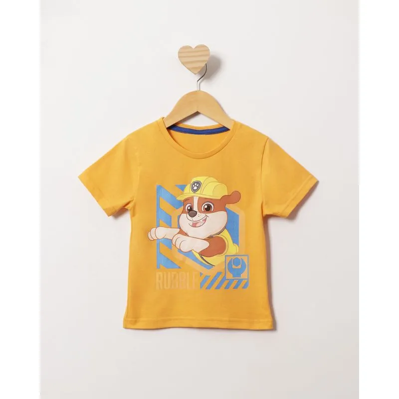 Camiseta Bebê Patrulha Canina Manga Curta Mostarda 1