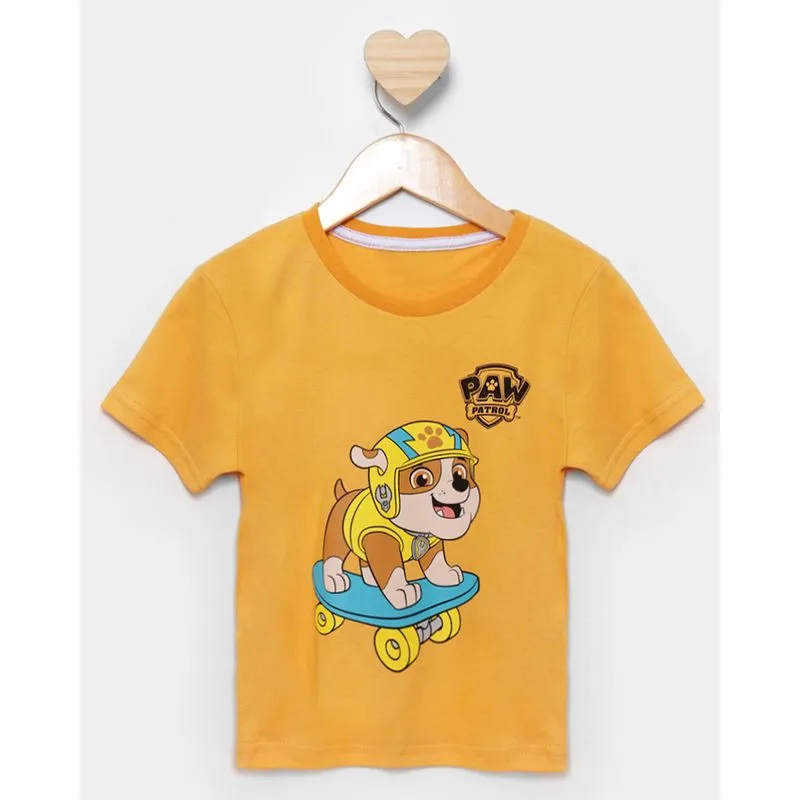Camiseta Bebê Patrulha Canina Rubble Manga Curta Mostarda 3
