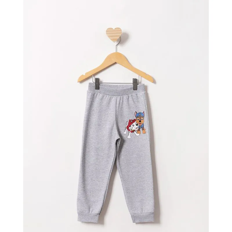 Calça Moletom Bebê Peluciado Jogger Estampa Patrulha Canina Cinza 2