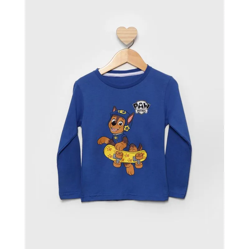 Camiseta Bebê Nickelodeon Patrulha Canina Manga Longa Azul 2