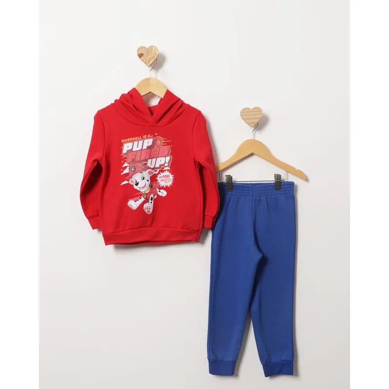 Conjunto Moletom Bebê Peluciado Estampa Marshall Patrulha Canina Vermelho 1