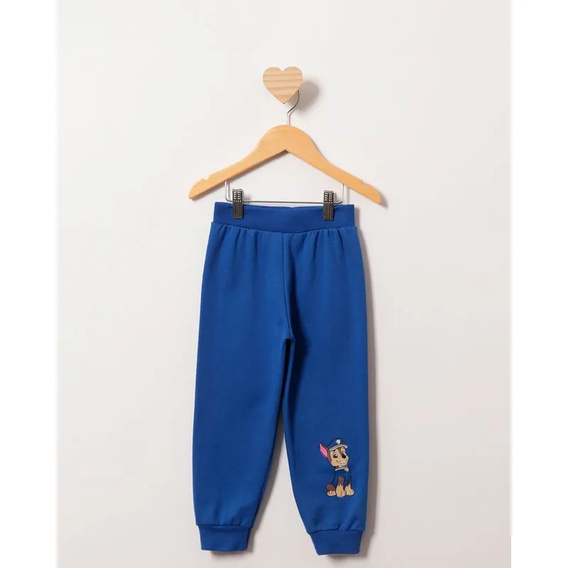 Calça Moletom Bebê Peluciada Jogger Patrulha Canina Chase Azul 2