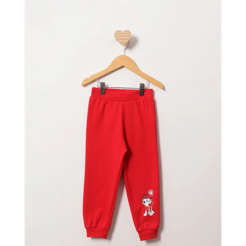 Calça Moletom Bebê Peluciada Jogger Patrulha Canina Marshall Vermelha 2