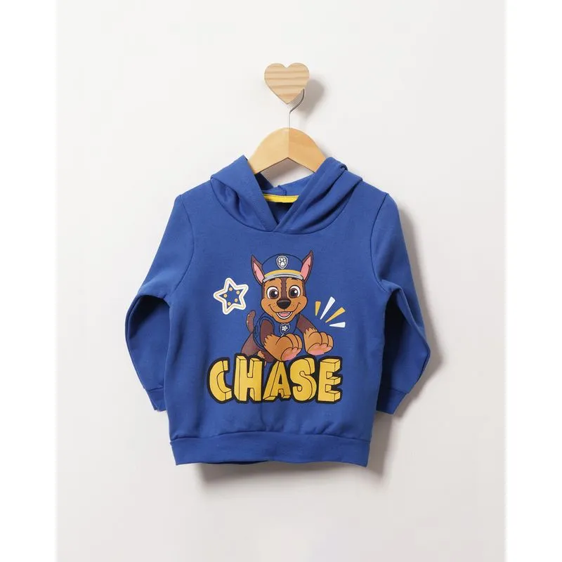 Blusão Moletom Bebê Peluciado Estampa Chase Patrulha Canina Com Capuz Azul 2