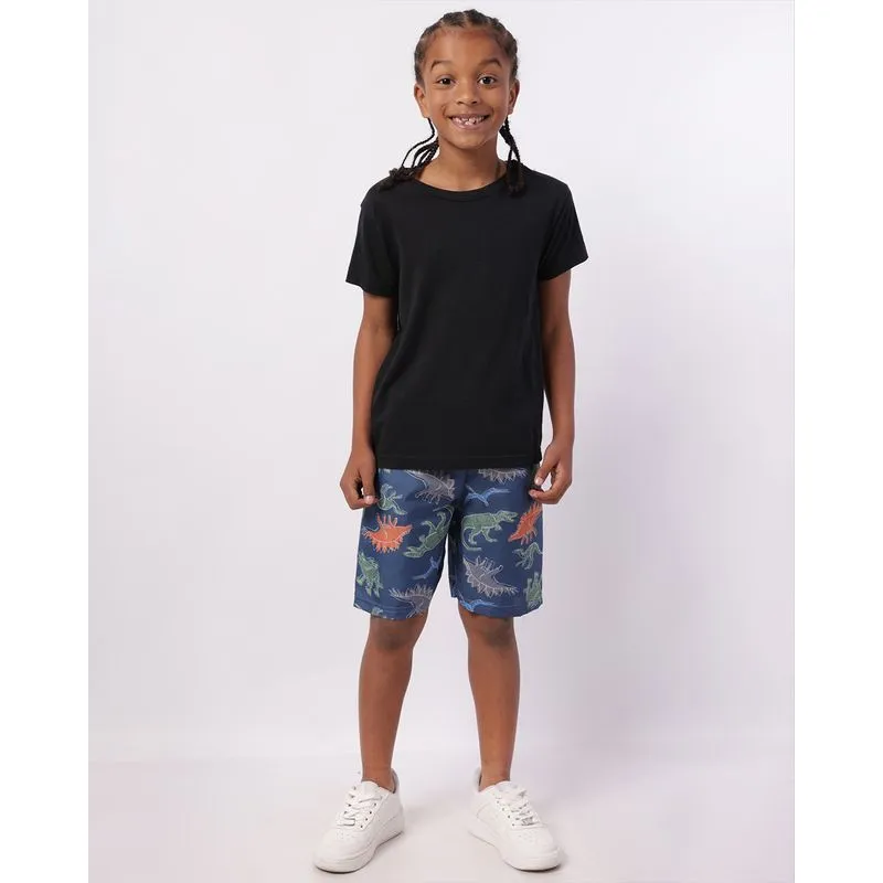 Bermuda Infantil Reta Estampada Dinossauros Marinho 6