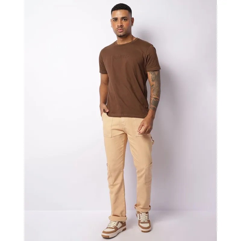 Calça Masculina Sarja Vizzy Bolso Cargo Bege 46