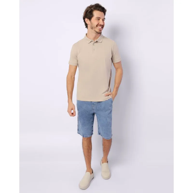 Bermuda Jeans Masculina Reta Vizzy Com Cordão Azul 38