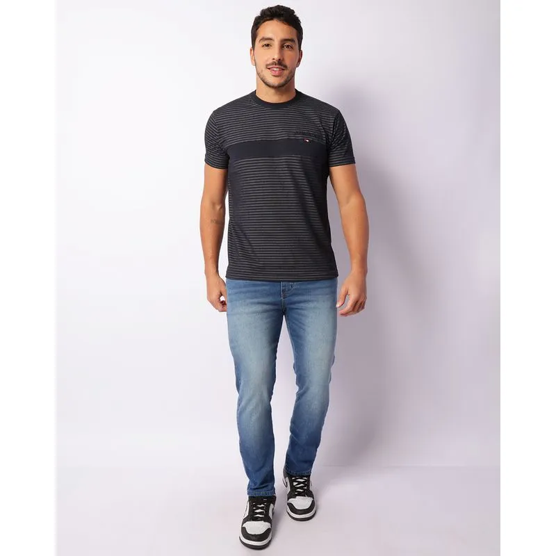 Calça Jeans Masculina Vizzy Slim Estonada Azul 44
