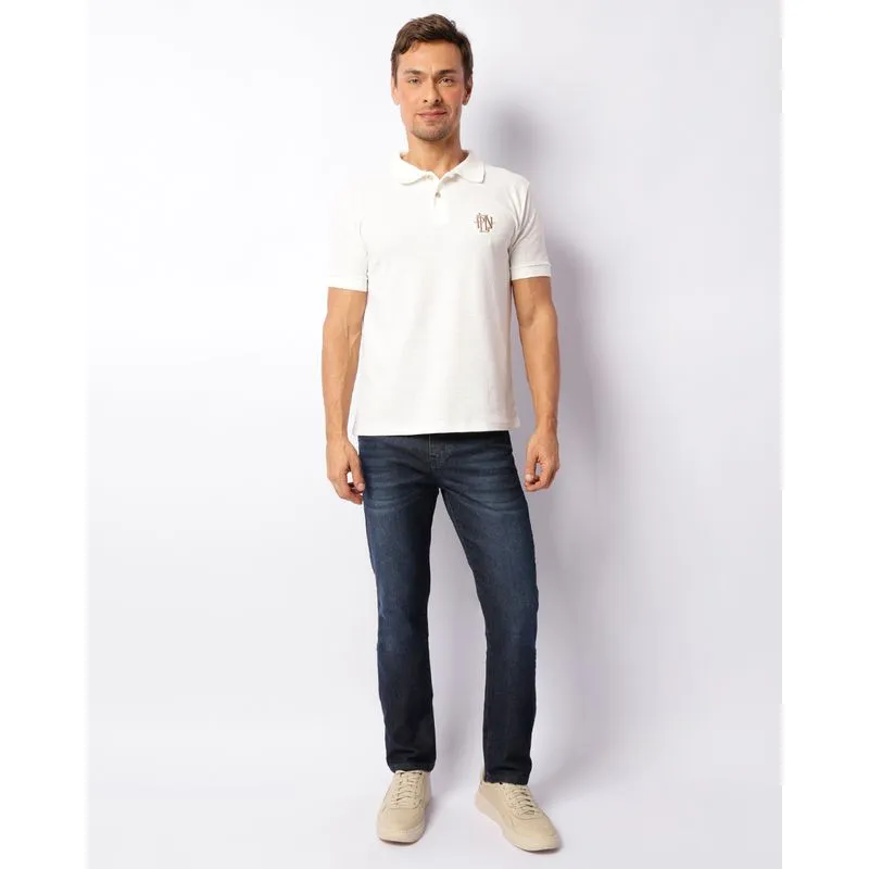 Calça Jeans Masculina Slim Com Puídos Azul 44