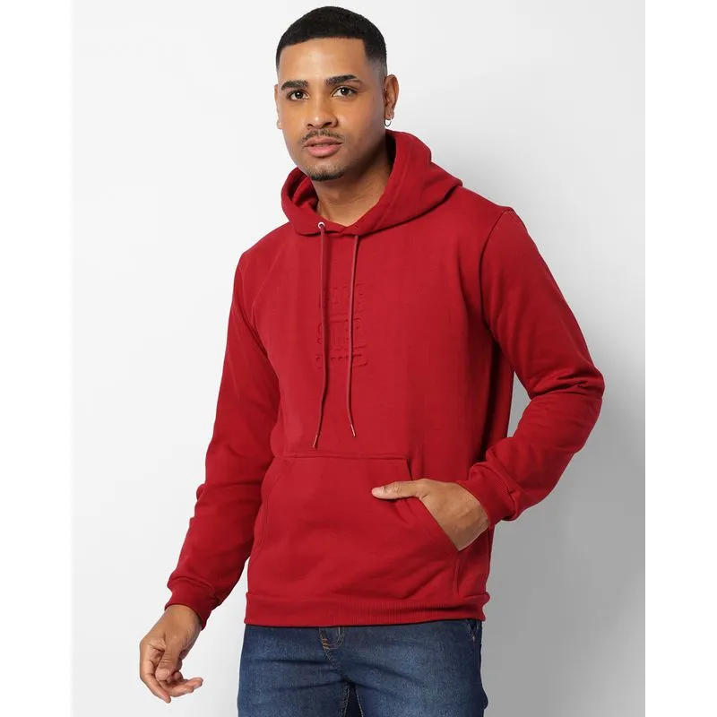 Blusão Moletom Masculino Peluciado Gangster Bolso Canguru Com Capuz Vinho P