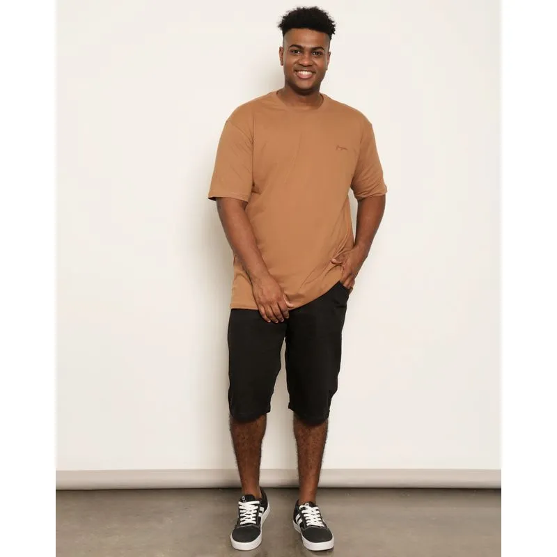 Bermuda Plus Size Masculina Sarja Reta Com Bolsos Preta 50