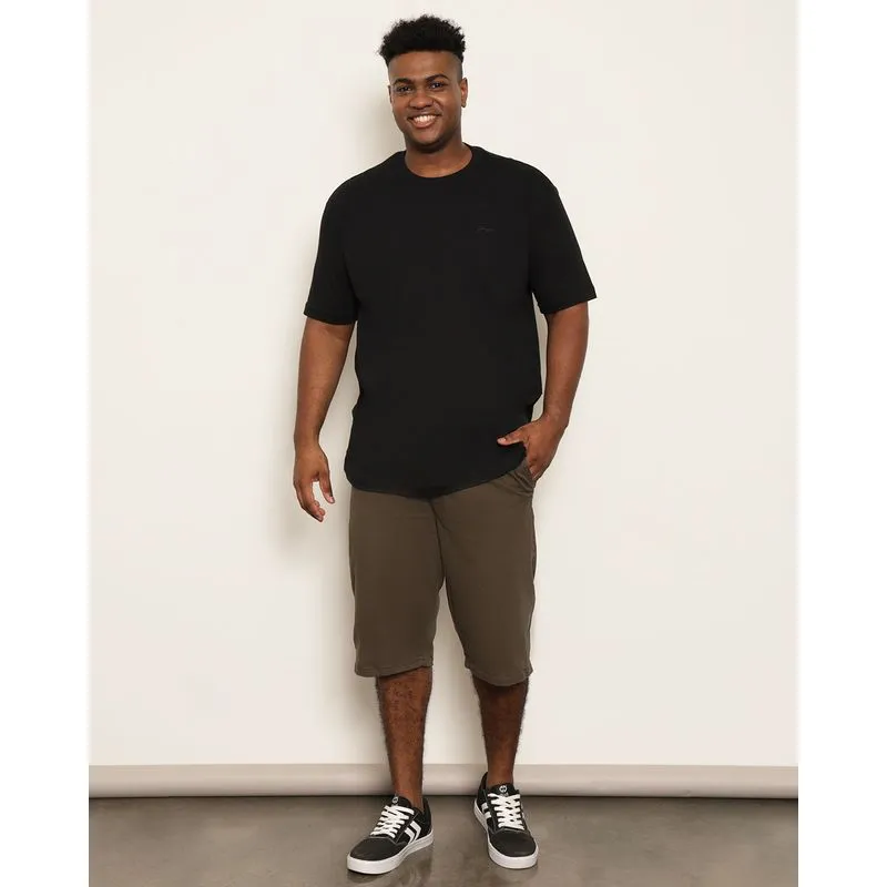 Bermuda Plus Size Masculina Sarja Reta Com Bolsos Verde 54
