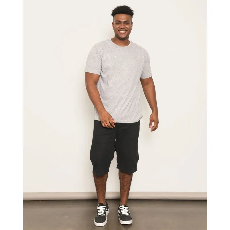 Bermuda Plus Size Masculina Sarja Reta Com Bolsos Preta 48