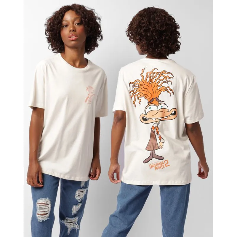 Camiseta Feminina Disney Estampa Divertida-Mente 2 Manga Curta Off White M